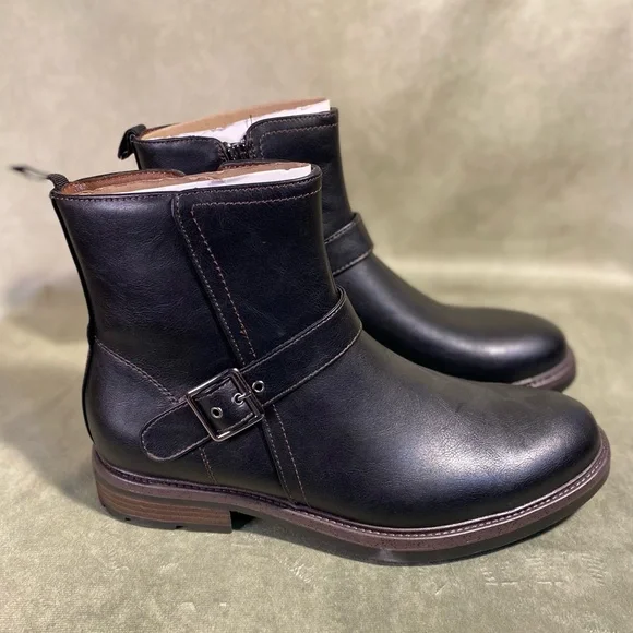 George Black Faux Leather Buckle Boots - Picture 4 of 9